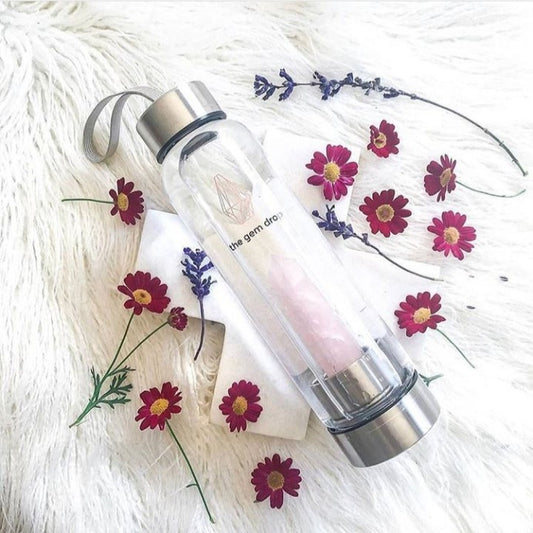 Rose Quartz Crystal Water Bottle - La Marisella